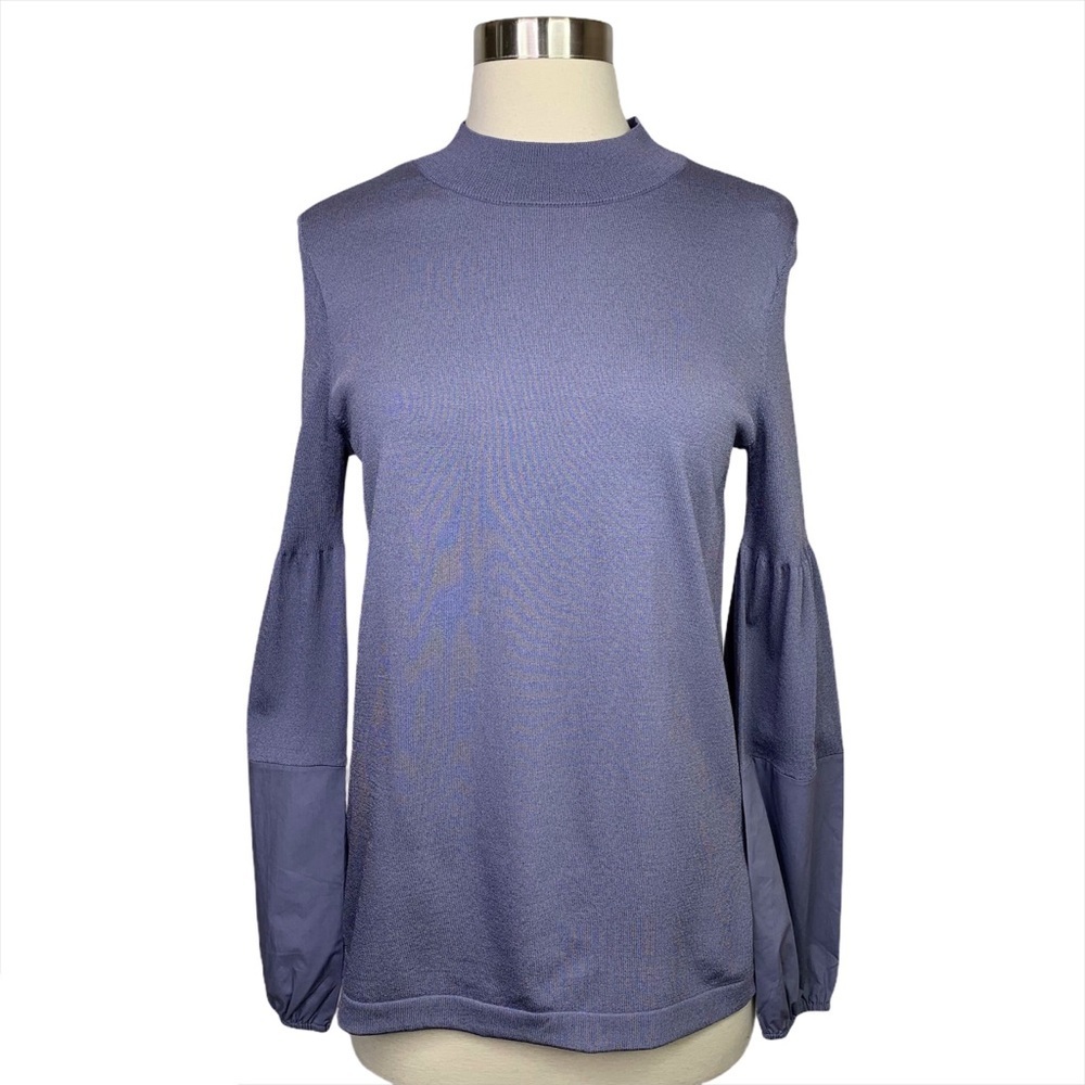 COS Mock Neck Mixed Material Sleeves Top, XS